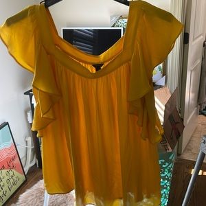 Ann Taylor Yellow Ruffle Sleeve Blouse